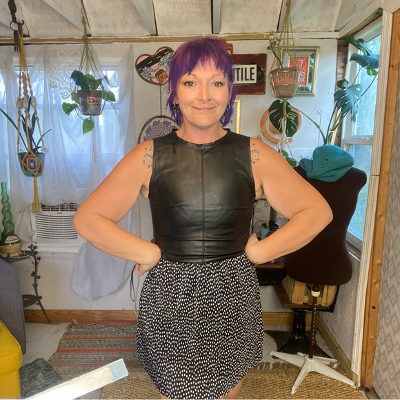 Zara Adorable Black & White Polkadot Dress Large silver Zipper detail Size Small - Picture 6 of 12